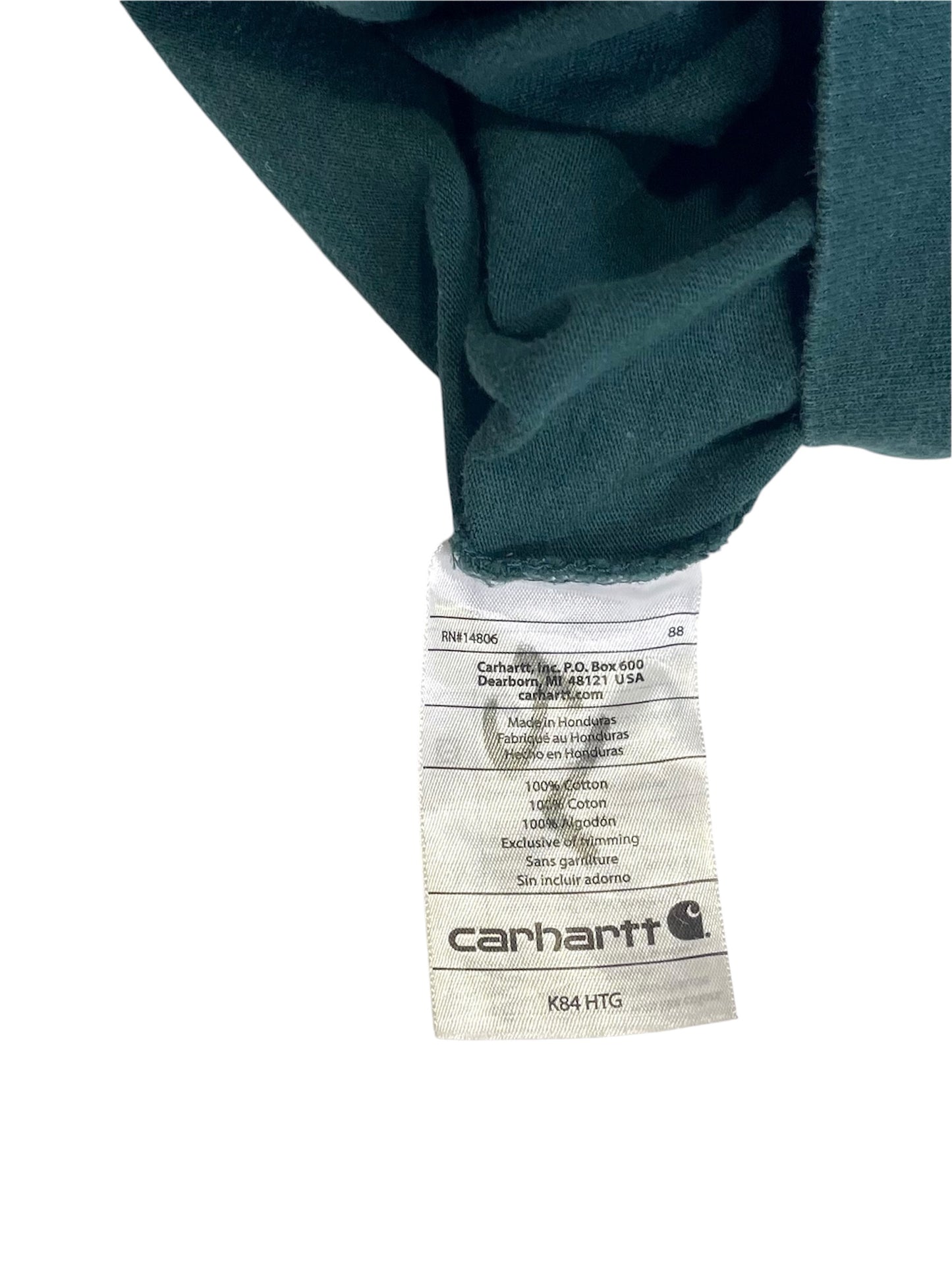 【carhartt】(3XL)グリーン系のヘンリーネックTシャツ