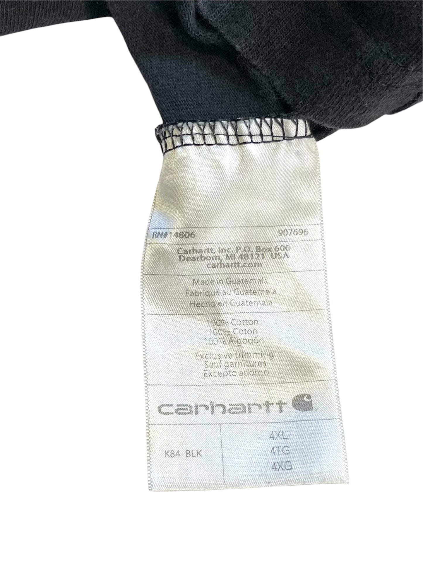 【carhartt】(4XL)黒のヘンリーネックTシャツ