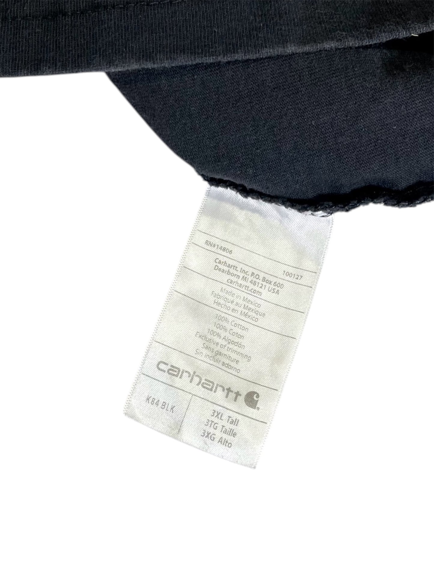 【carhartt】（3XL）黒のヘンリーネックTシャツ