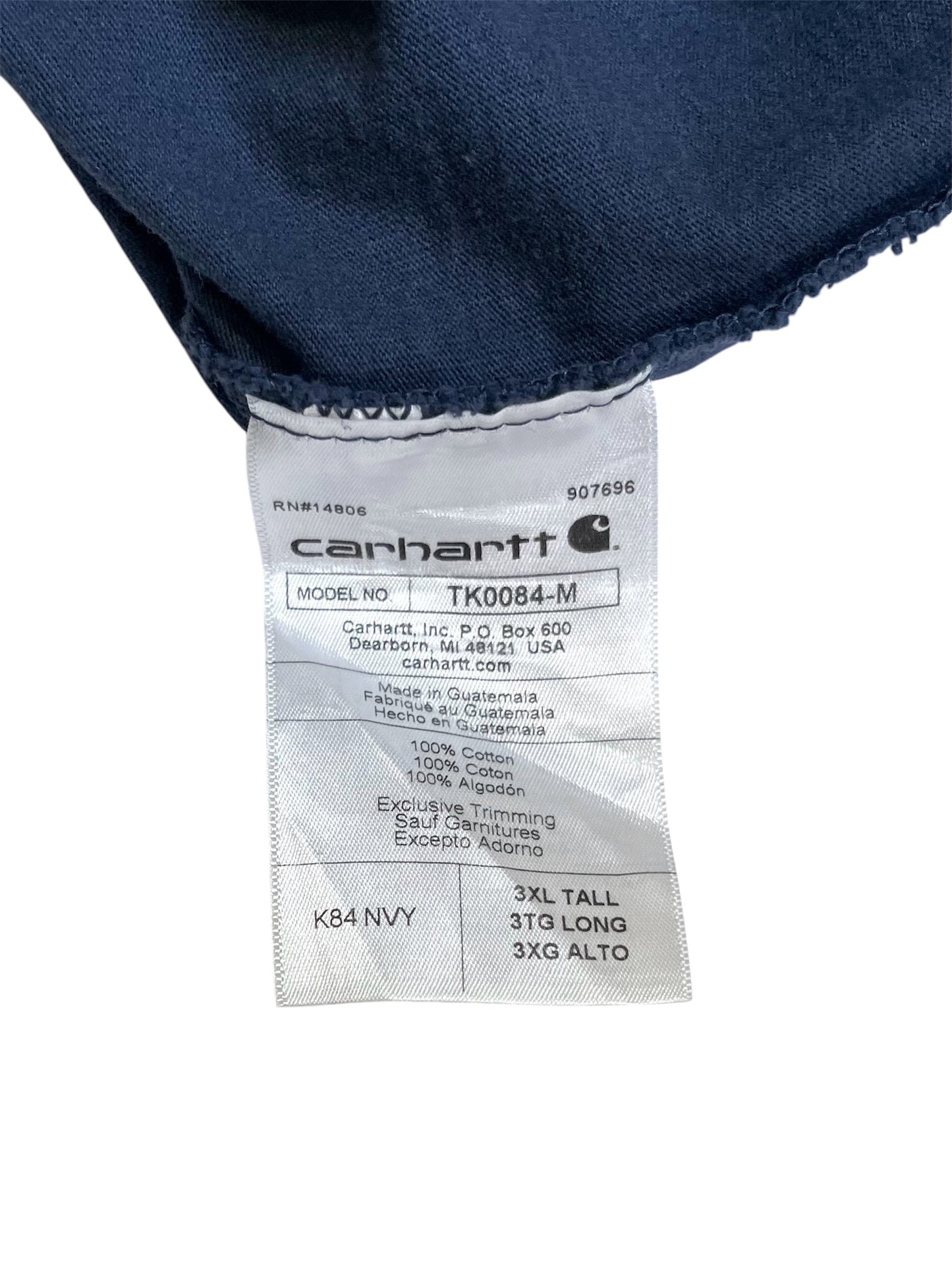 【carhartt】（3XL）ネイビーブルーのヘンリーネックTシャツ