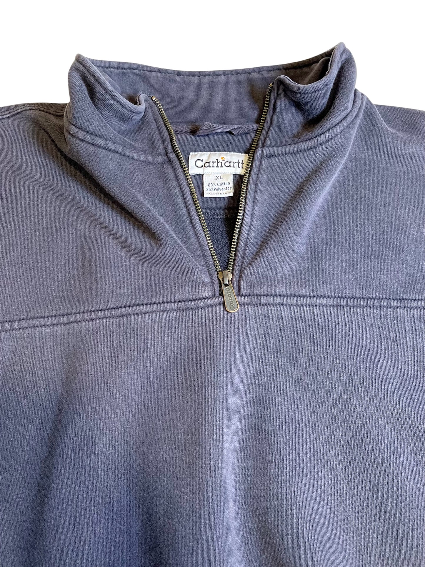 【carhartt】（刺繍ロゴ）テントラインのハーフジップスエット