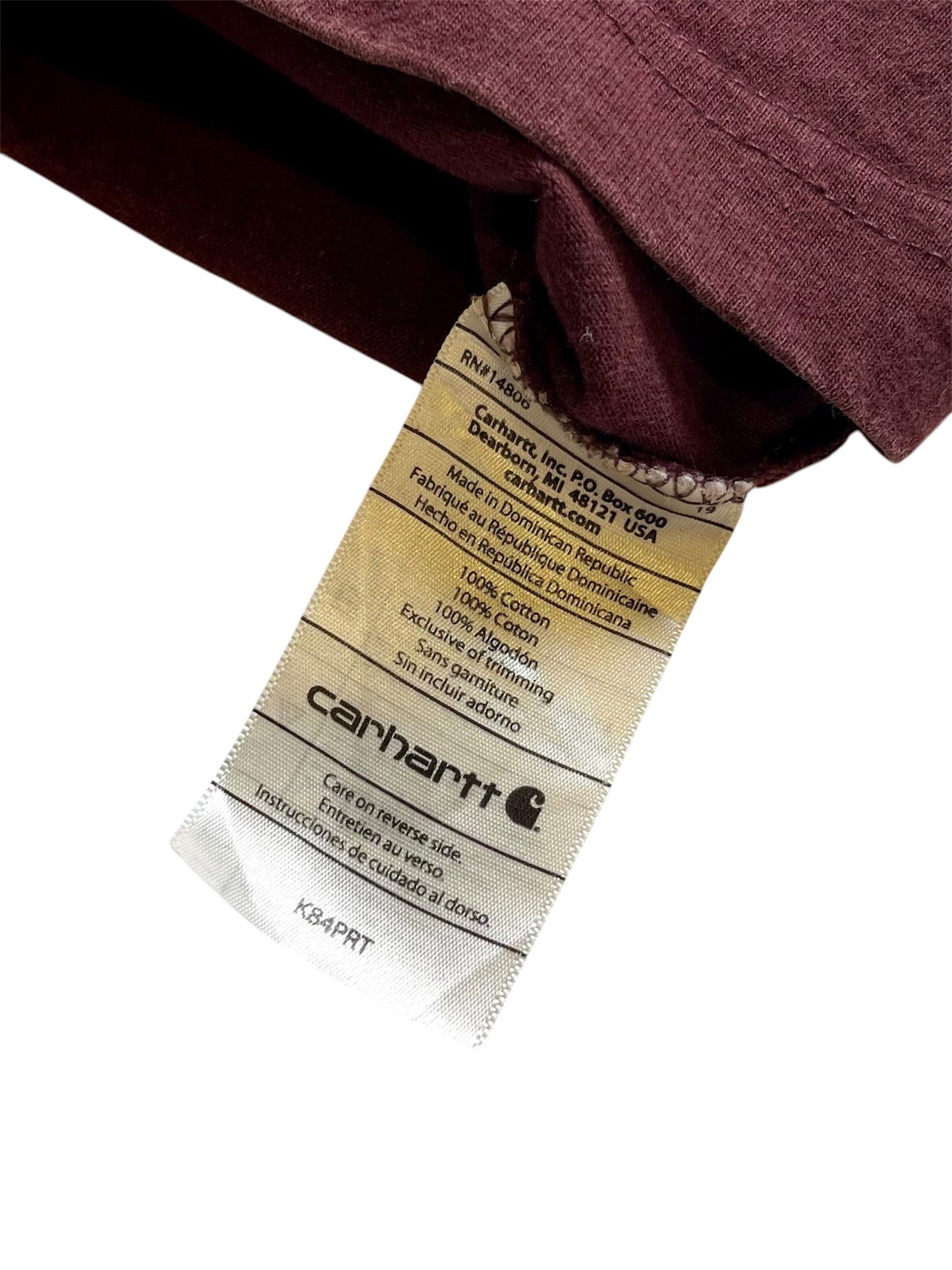 【carhartt】バーガンディのヘンリーネックTシャツ