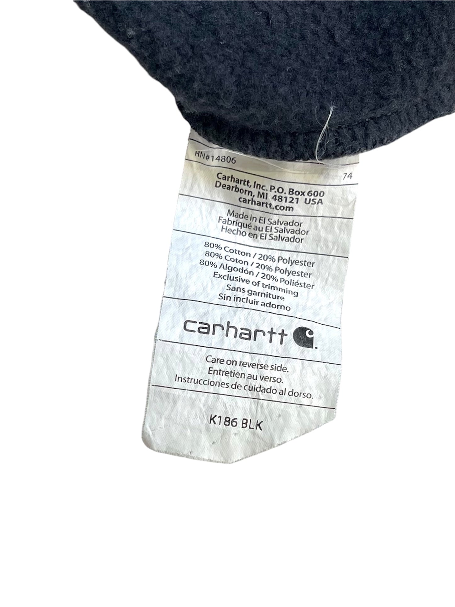 【carhartt】（刺繍ロゴ）黒の無地クルーネックスウェット