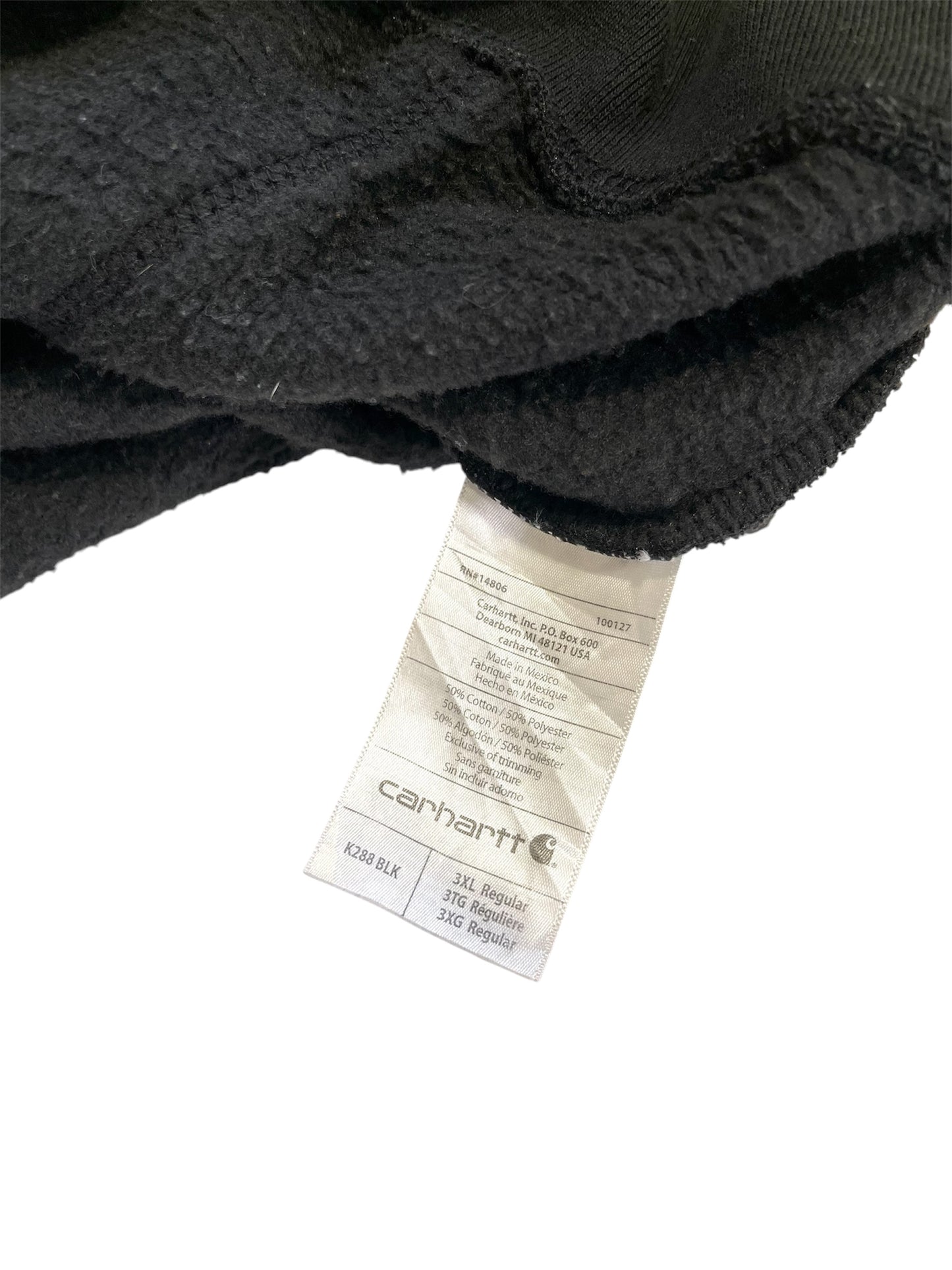 【carhartt】（3XL）黒のロゴスリーブ・プルオーバーパーカー