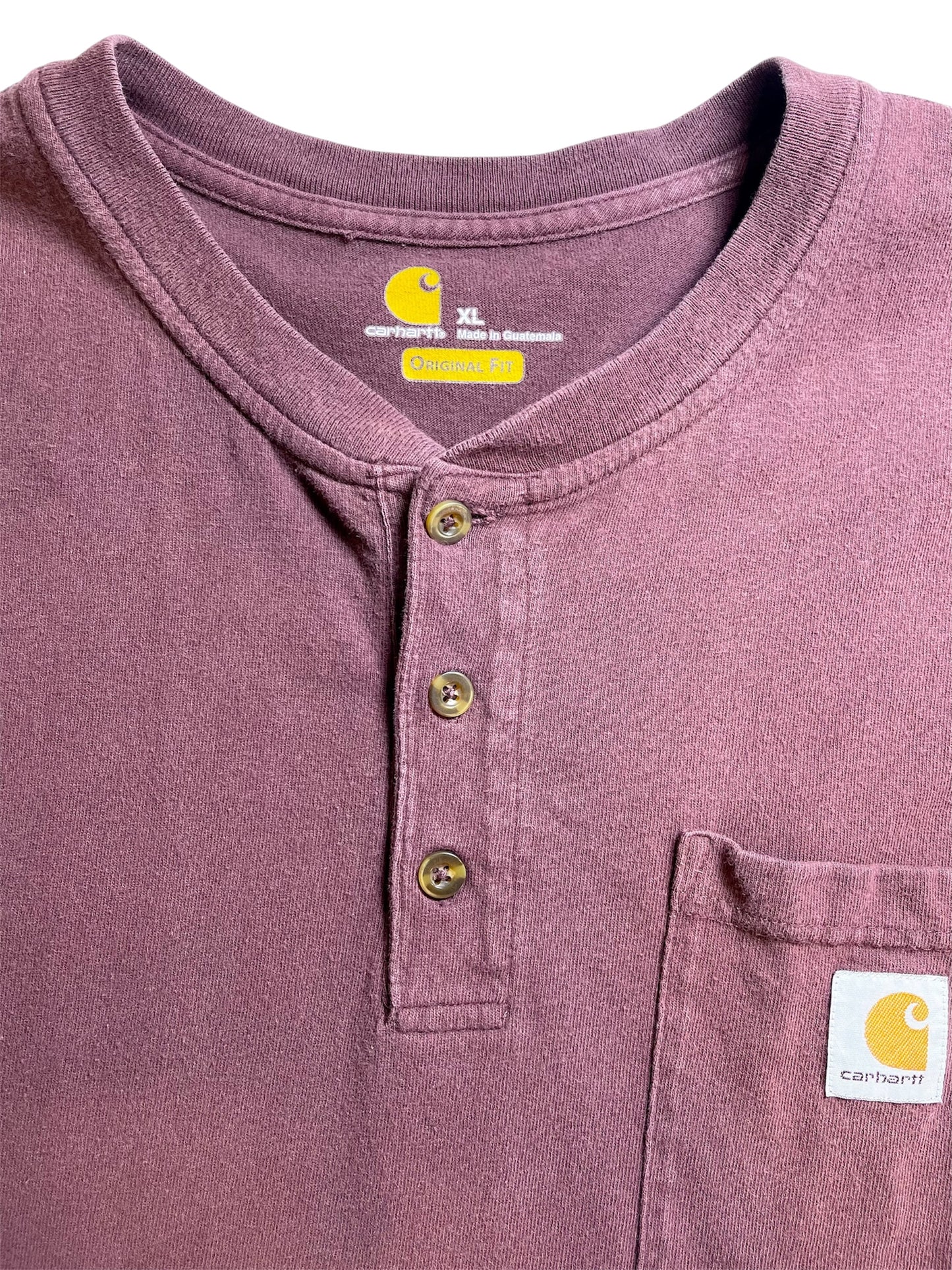 【carhartt】バーガンディのヘンリーネックTシャツ