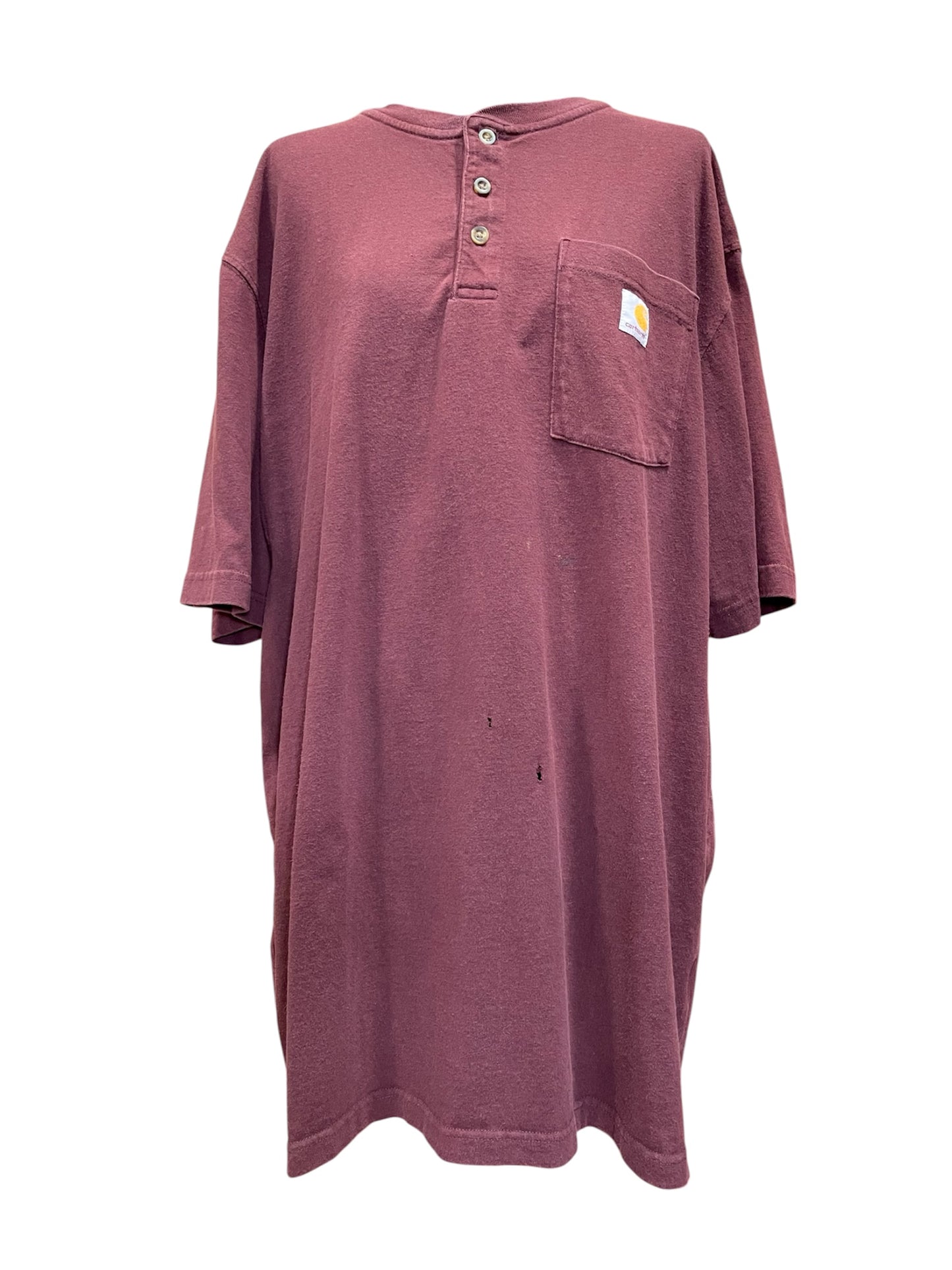 【carhartt】バーガンディのヘンリーネックTシャツ