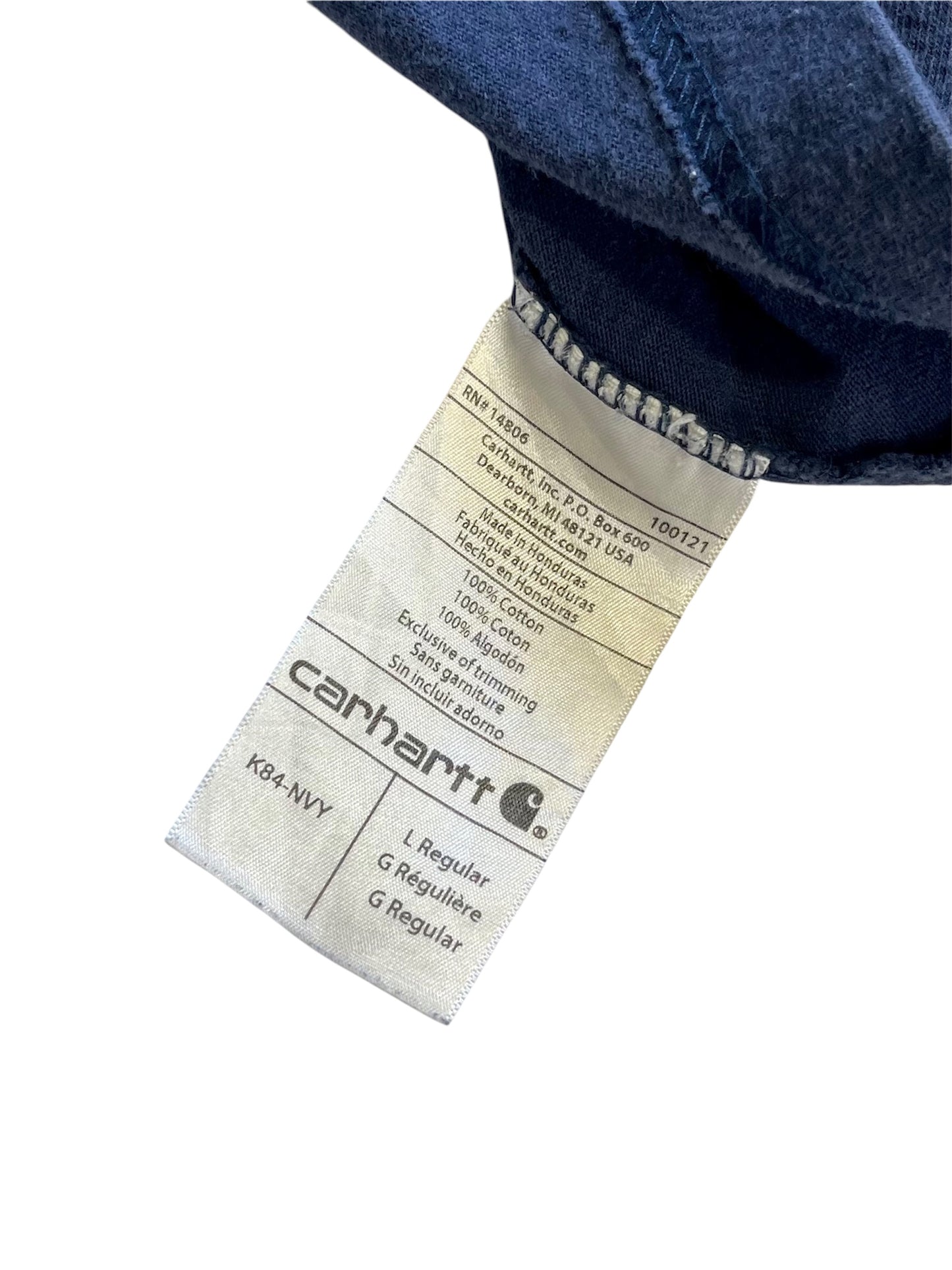 【carhartt】ネイビーブルーの企業系ヘンリーネックTシャツ