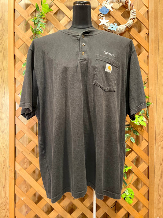 【carhartt】（2XL）黒の『TOYOTA』企業系ヘンリーネックTシャツ