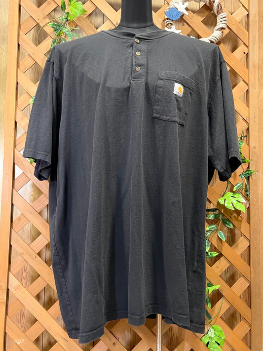 【carhartt】（3XL）黒のヘンリーネックTシャツ