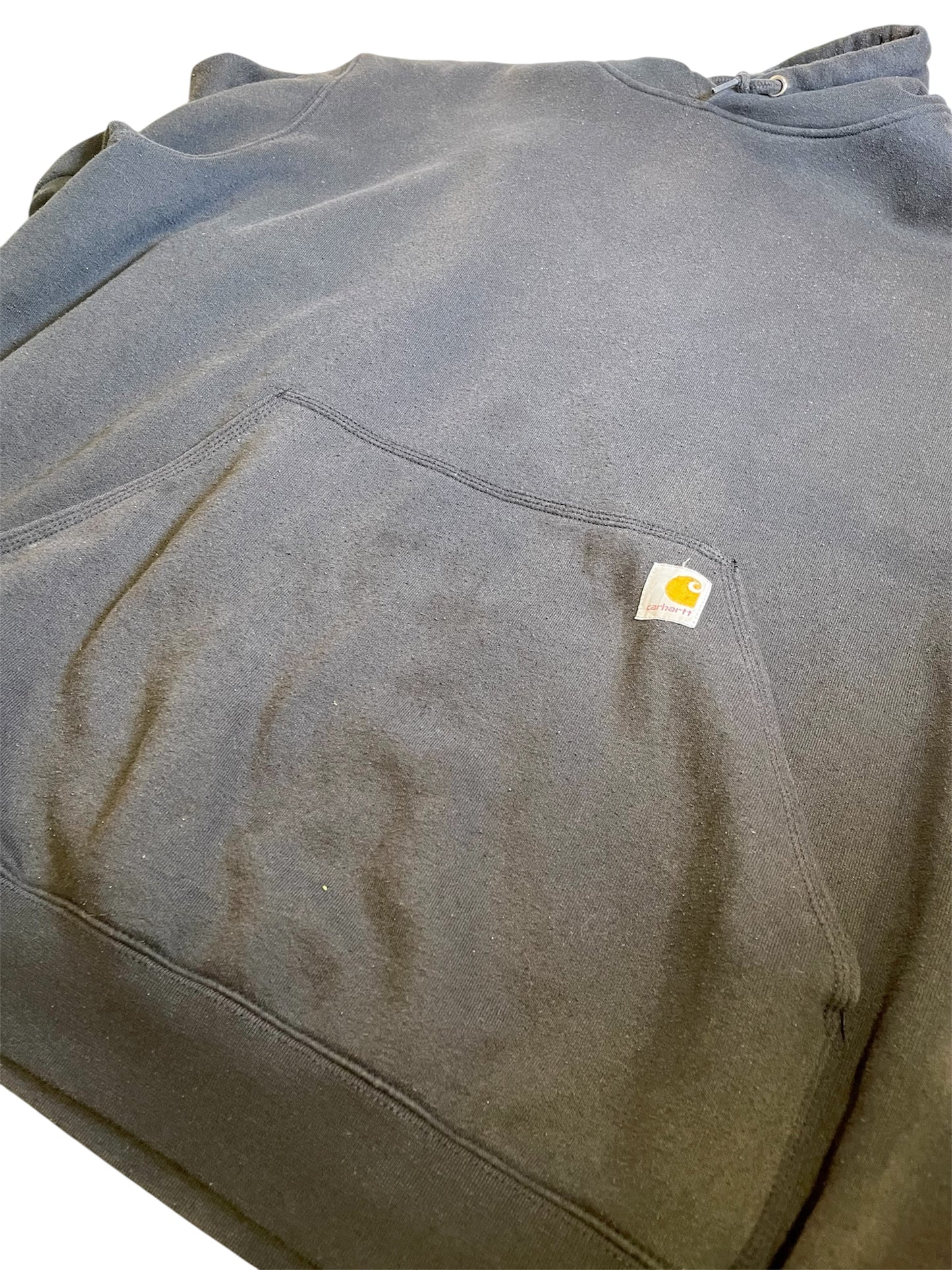 【carhartt】（3XL）黒のロゴスリーブ・プルオーバーパーカー