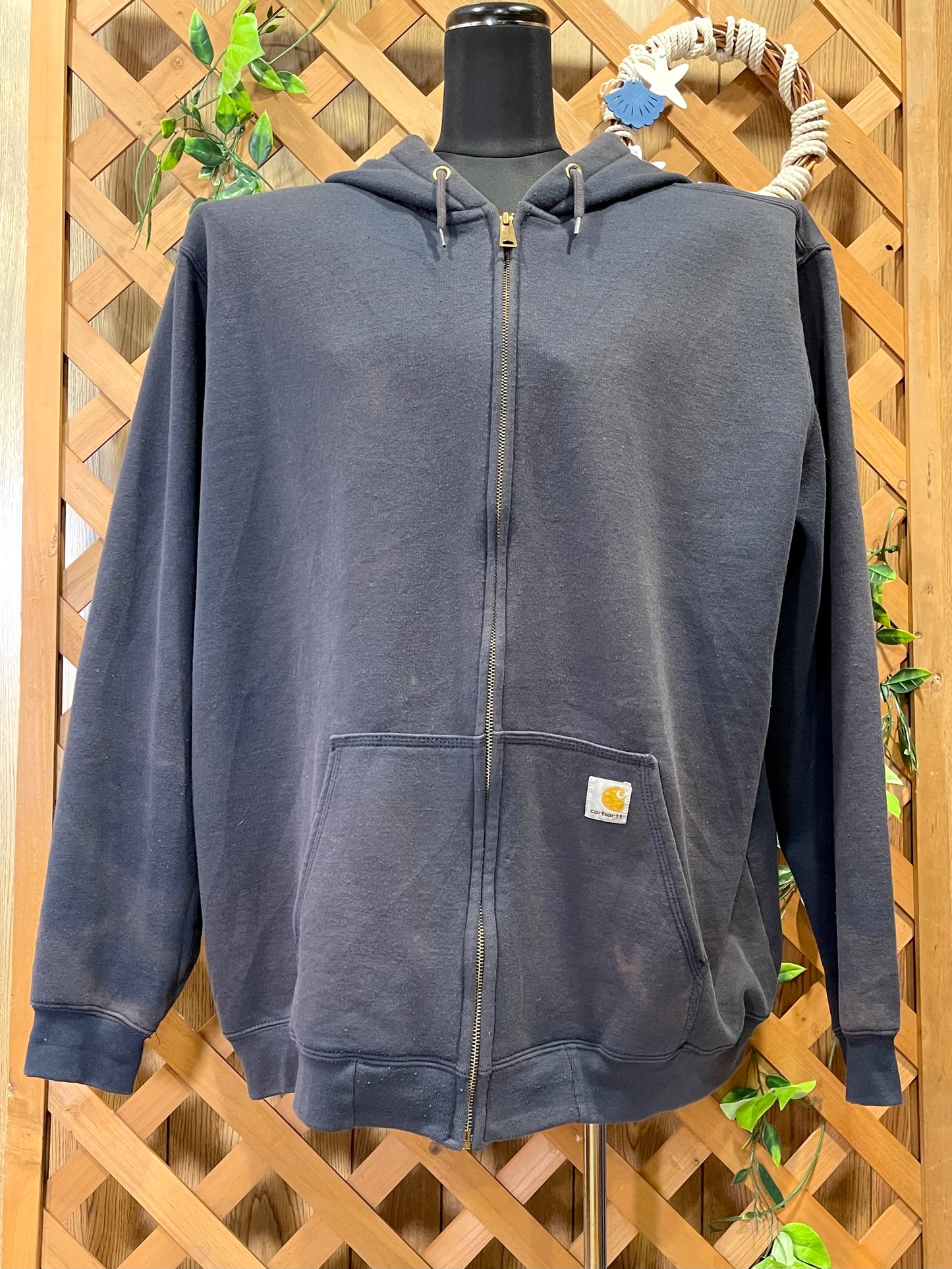 【carhartt】（2XL）ダークネイビーのフルジップパーカー