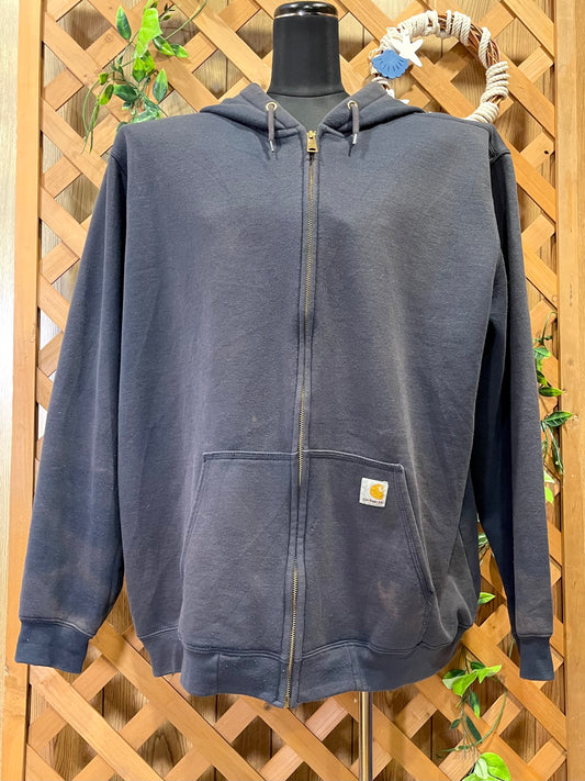 【carhartt】（2XL）ダークネイビーのフルジップパーカー