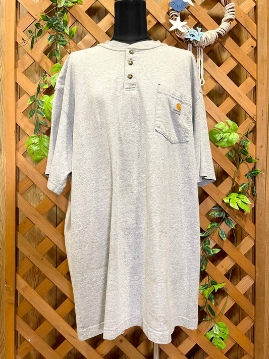 【carhartt】ヘザーグレーのヘンリーネックTシャツ