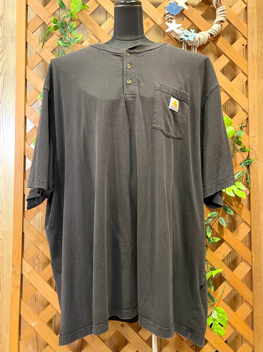 【carhartt】（4XL）黒のヘンリーネックTシャツ
