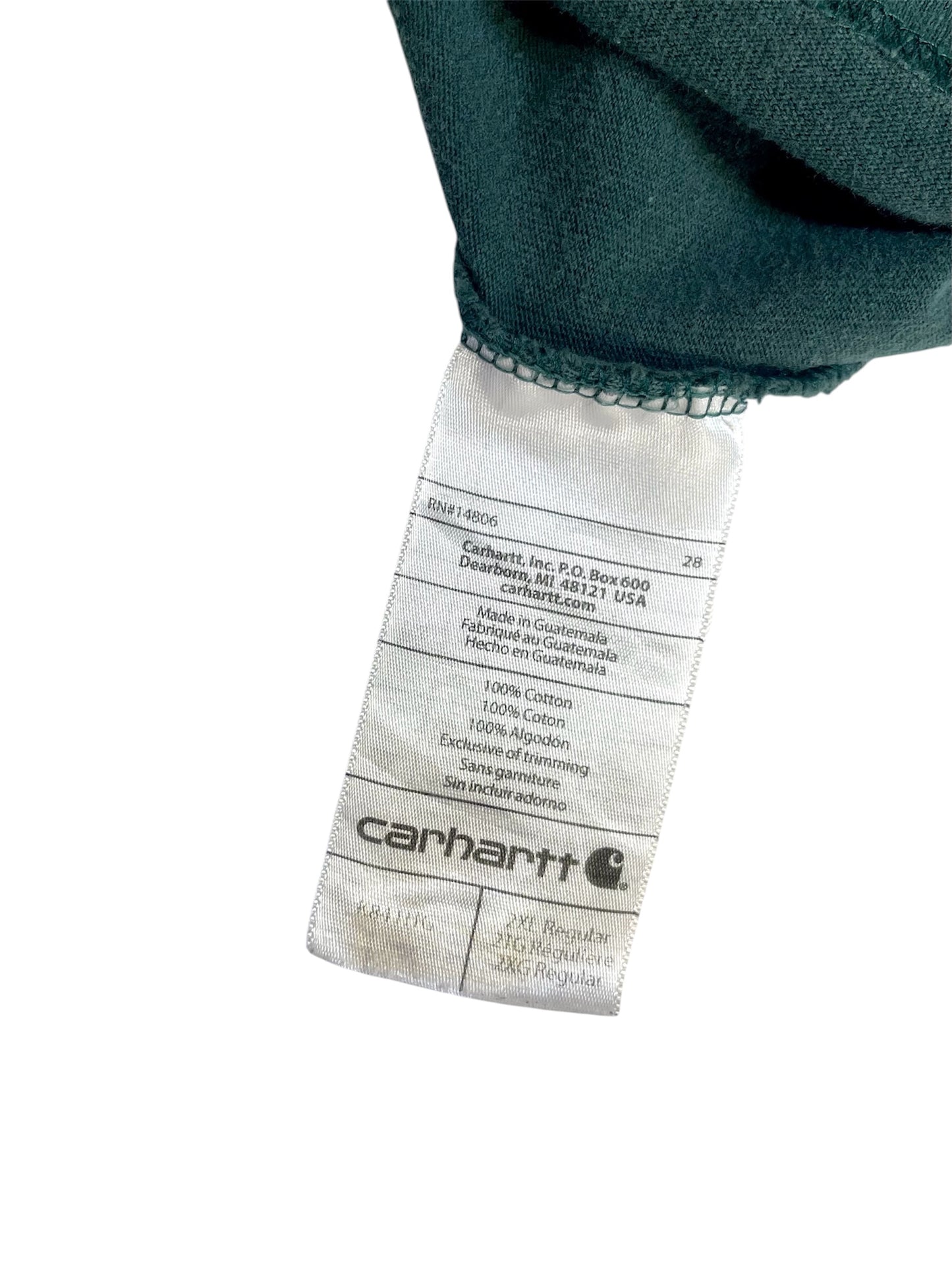 【carhartt】（2XL）グリーン系のヘンリーネックTシャツ