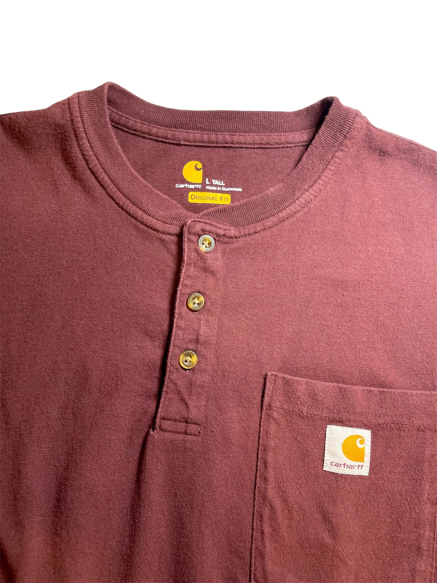 【carhartt】バーガンディのヘンリーネックTシャツ