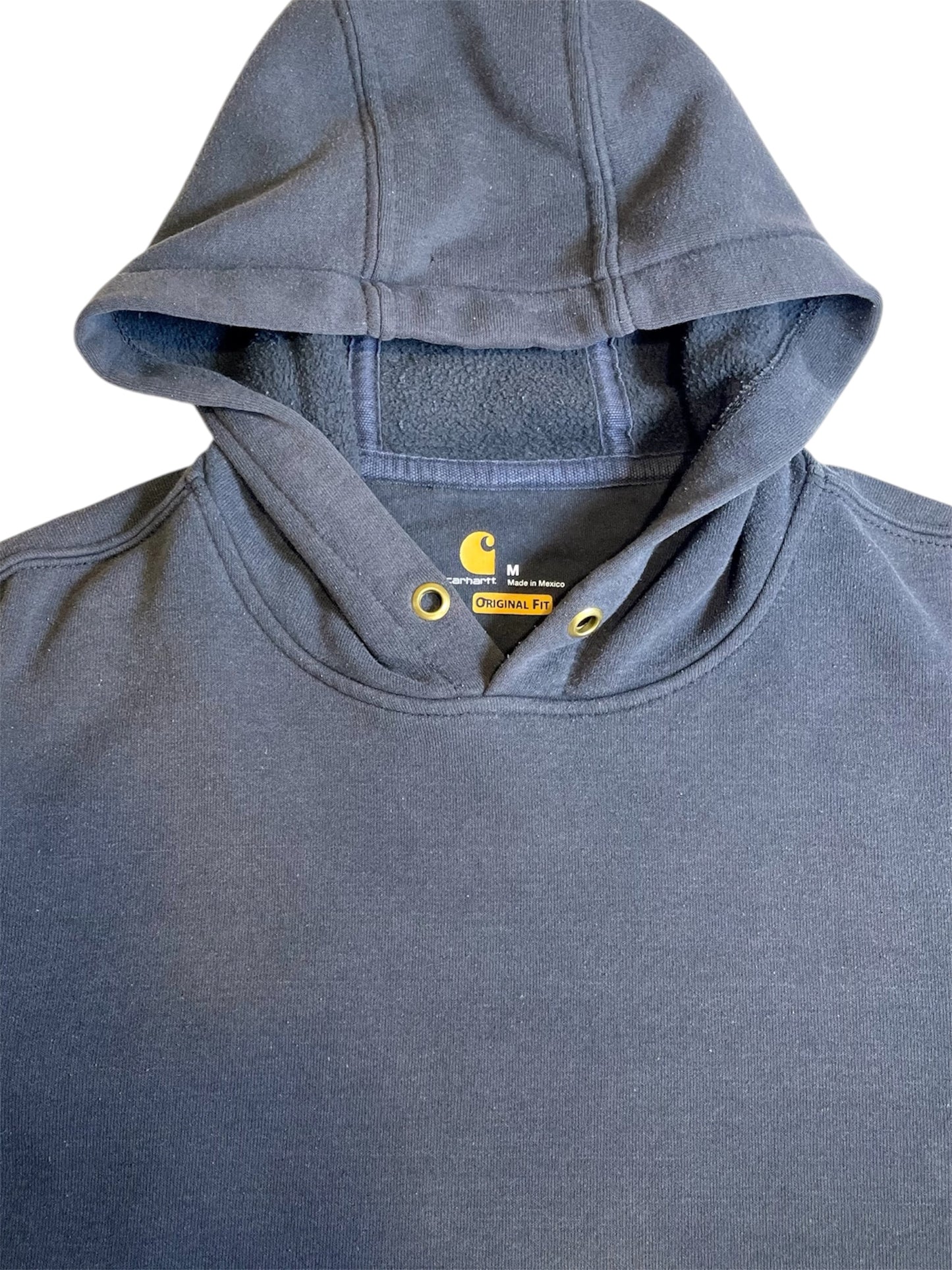 【carhartt】グレーのロゴスリーブ・プルオーバーパーカー