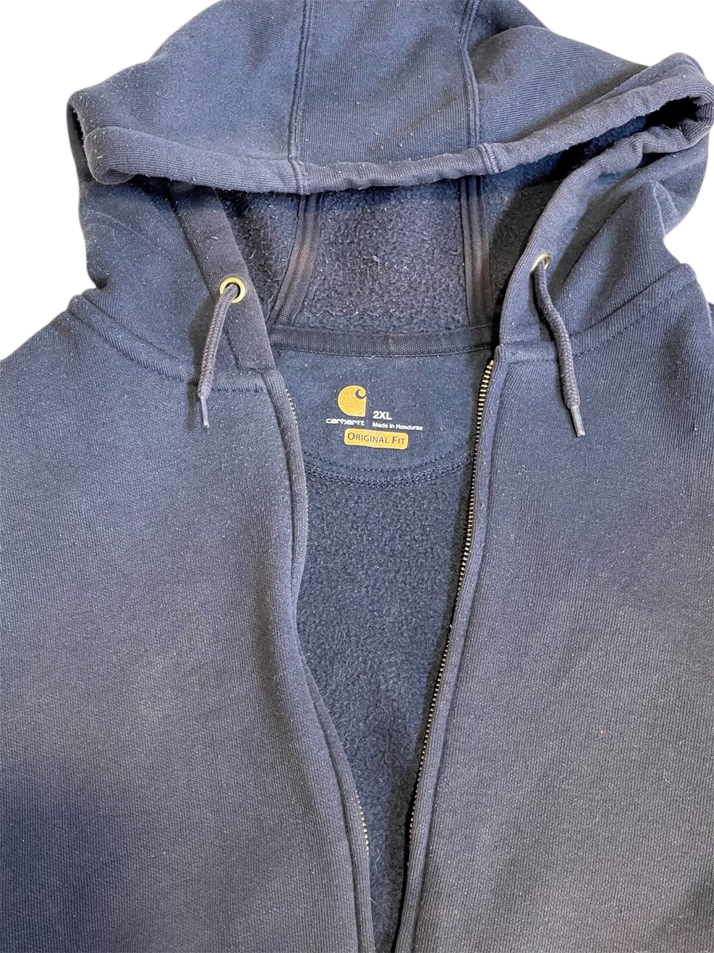 【carhartt】（2XL）ダークネイビーのフルジップパーカー