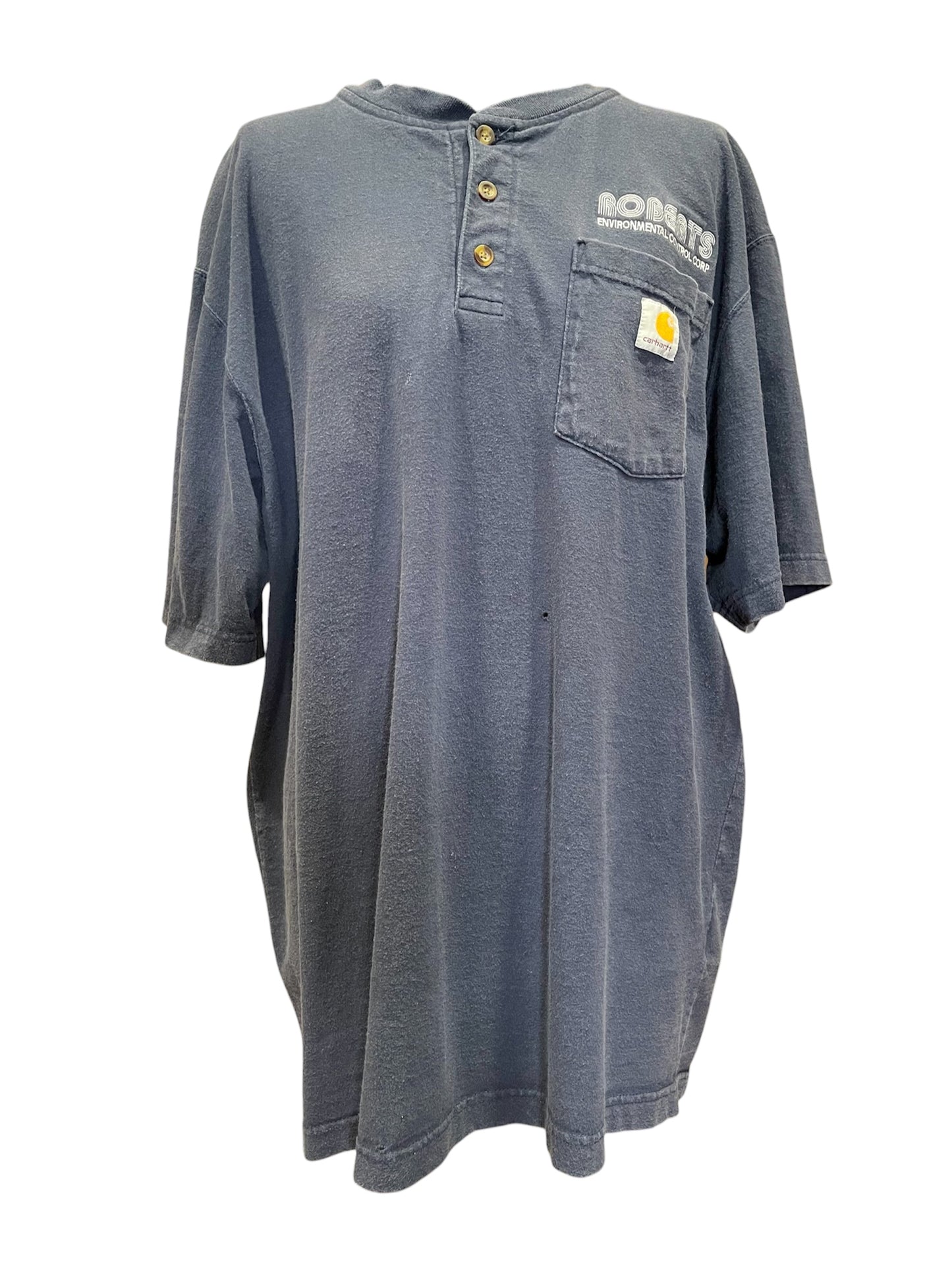 【carhartt】ネイビーブルーの企業系ヘンリーネックTシャツ