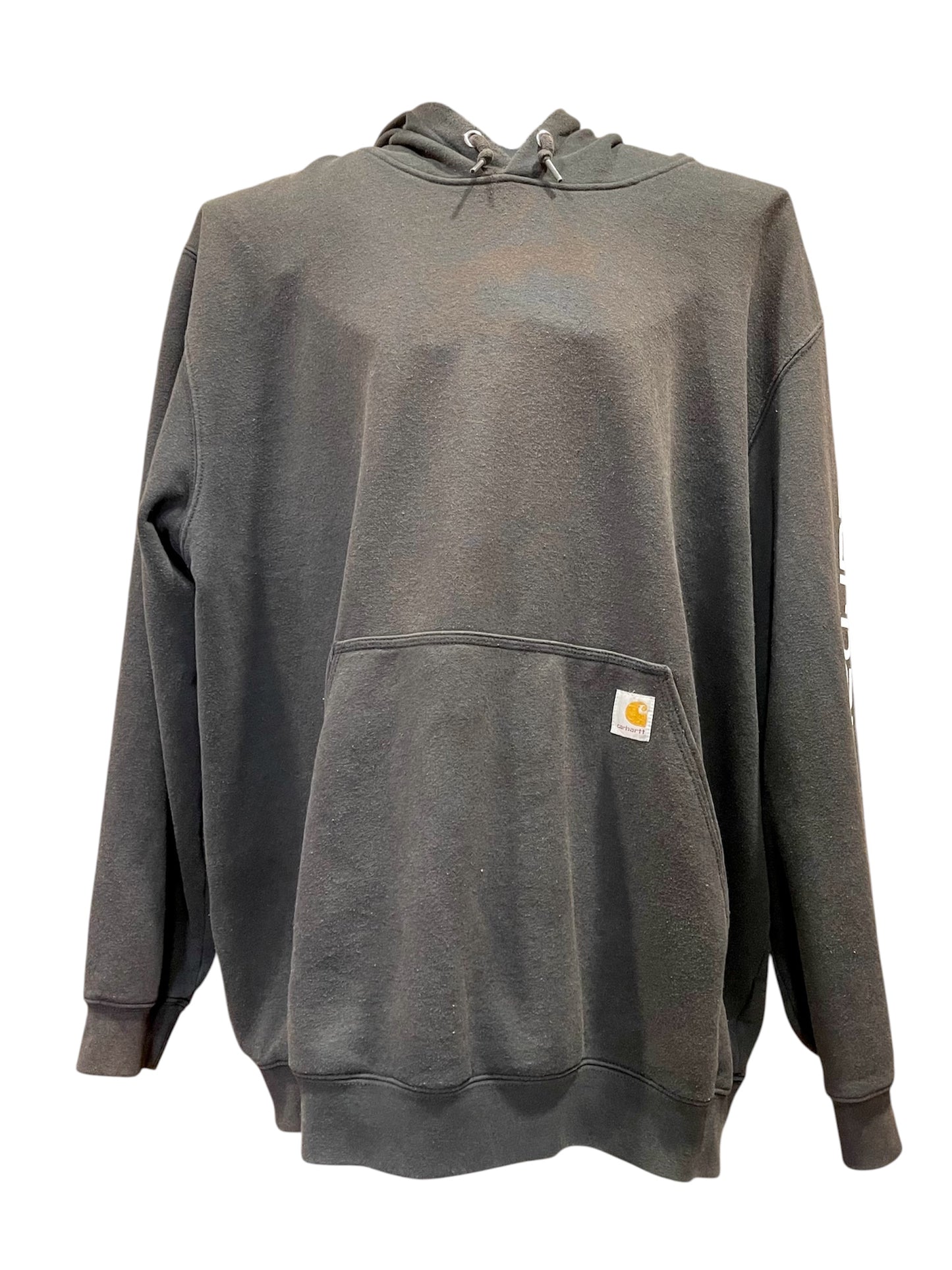 【carhartt】（3XL）黒のロゴスリーブ・プルオーバーパーカー