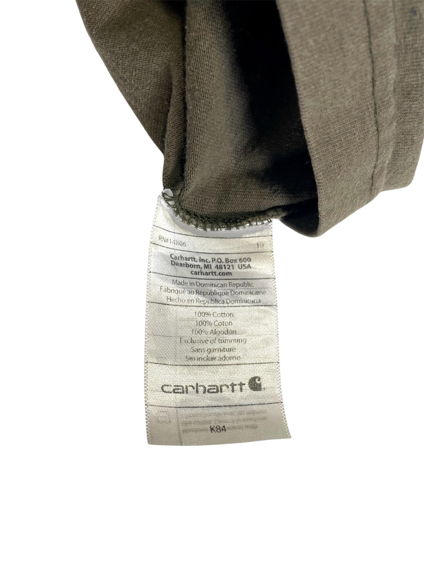 【carhartt】（2XL）ダスティオリーブのヘンリーネックTシャツ