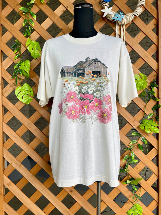 【90s FRUIT OF THE LOOM（BEST）】ボタニカルアートTシャツ